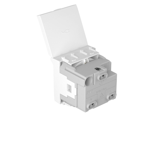 Купить DKC Розетка с крышкой модульная, 2P+E, с з/ш, "Avanti", "Белое облако", 2 модуля