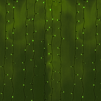 NEON-NIGHT Гирлянда "Светодиодный Дождь" 2х3м, постоянное свечение, черный провод, 230 В, диоды ЗЕЛЁНЫЕ, 760 LED 235-144