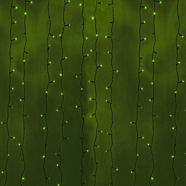 NEON-NIGHT Гирлянда "Светодиодный Дождь" 2х3м, постоянное свечение, черный провод, 230 В, диоды ЗЕЛЁНЫЕ, 760 LED 235-144