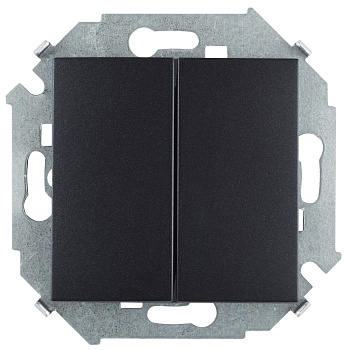 Simon 15 Графит Выключатель 2-клавишнный проходной (переключатель), 16А, 250В, винт. зажим 1591397-038