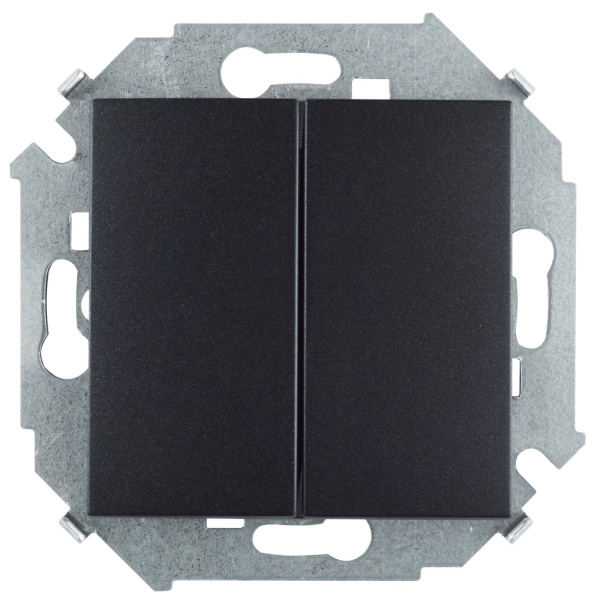 Simon 15 Графит Выключатель 2-клавишнный проходной (переключатель), 16А, 250В, винт. зажим 1591397-038