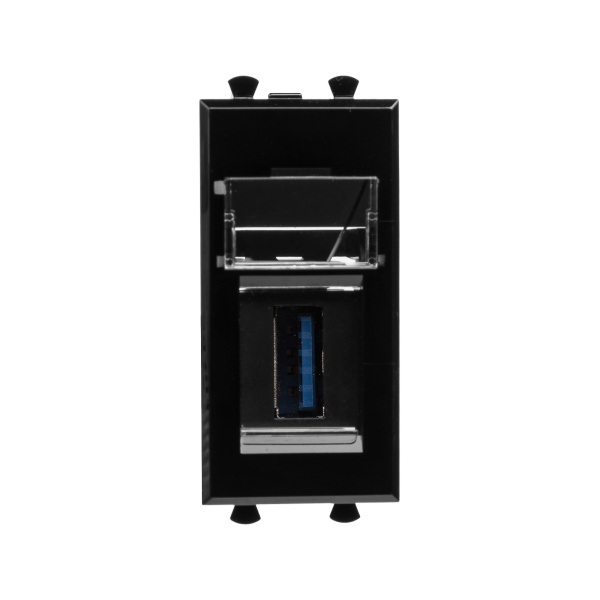 DKC USB 3.0 розетка модульная, тип А-А, "Avanti", "Черный квадрат", 1 модуль