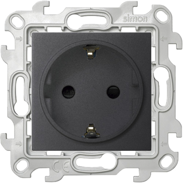 Купить Simon 24 Графит Розетка 2К+3 Sсhuko с защитными шторками 2450432-038
