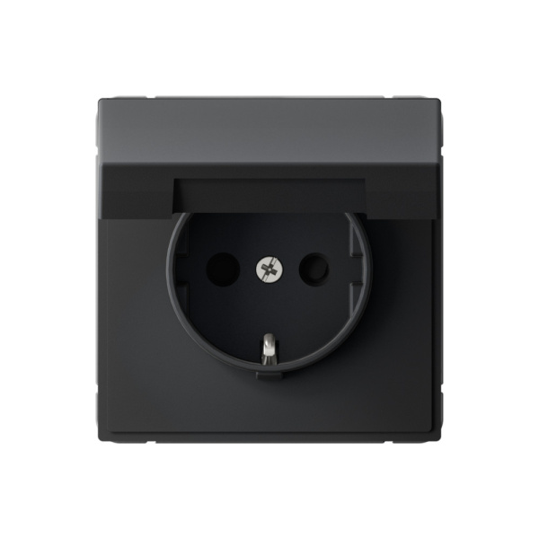 Systeme Electric ArtGallery Карбон Розетка с заземл. со шторк. с крышкой, 16А, IP20, механизм