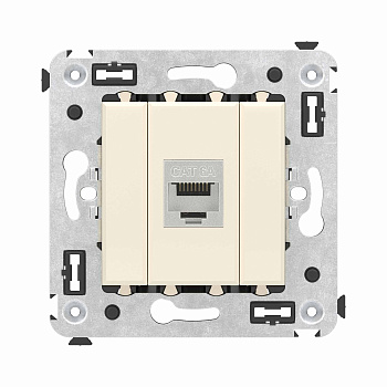 DKC Компьютерная розетка RJ-45 без шторки в стену, кат.6А одинарная экранированная, "Avanti", "Ванильная дымка"