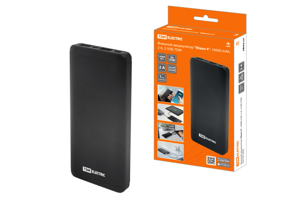 TDM Внешний аккумулятор "Юкон 4", 10 000 mAh, 2 А, 2 USB, SQ1703-0004