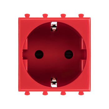 DKC Розетка модульная, 2P+E, с з/ш, "Avanti", "Красный квадрат", 2 модуля
