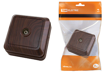 TDM Розетка TВ простая (0-2400 Гц, "мама") открытой установки, IP20 бук "Ладога" SQ1801-0042