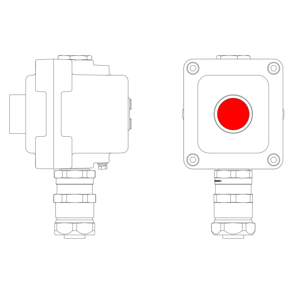 DKC Взрывонепроницаемый пост управления из алюминия LCSD-01-B-MB-P1R(11)x1-PBMB-ANP15BMB / 1Ex d IIB T5 Gb / Ex tb IIIC T95°С Db IP66