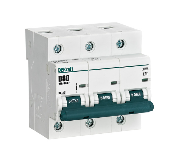 Dekraft Автоматический выключатель 3Р 80А х-ка D ВА-201 10кА 13020DEK
