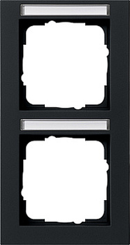 Gira E2 Черный Рамка 2-ая вертикальная с полем для надписи 110209