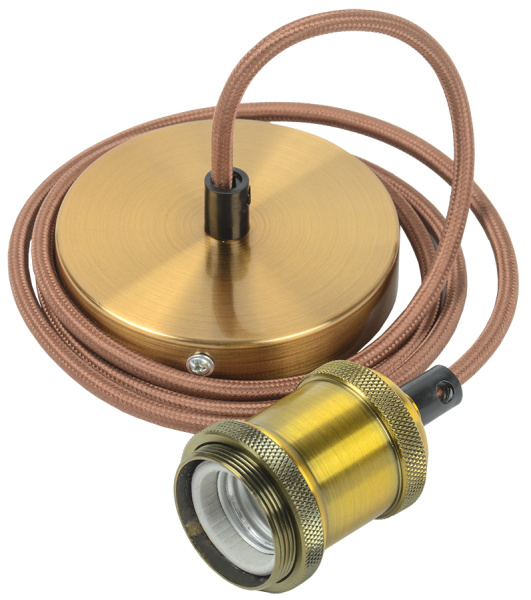 IEK Патрон подвесной E27 со шнуром 1,5м RETRO золото