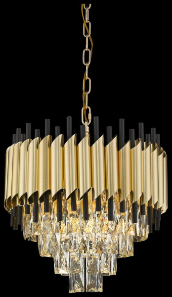 Wertmark WE138.09.403 Люстра подвесная Матовое золото, Черный/Прозрачный E14 9*40W