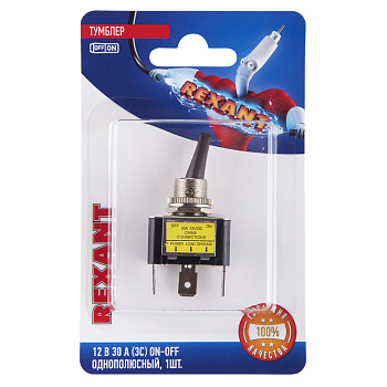Тумблер 12V 30А (3c) ON-OFF однополюсный с красной LED подсветкой (ASW-07D-2) (в упак. 1шт.) Rexant 06-0334-B