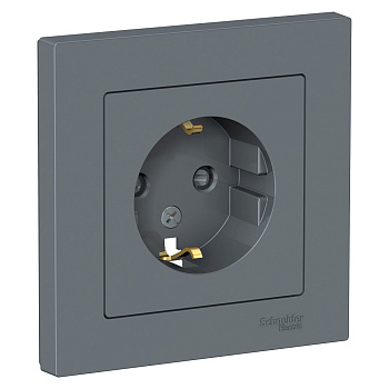 Systeme Electric AtlasDesign Грифель Розетка с/з со шторками, 16А, в сборе