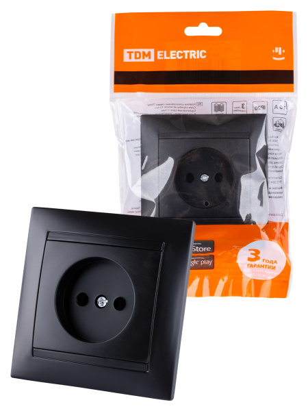 TDM Розетка 2П 10А 250В графит "Лама" SQ1815-0622