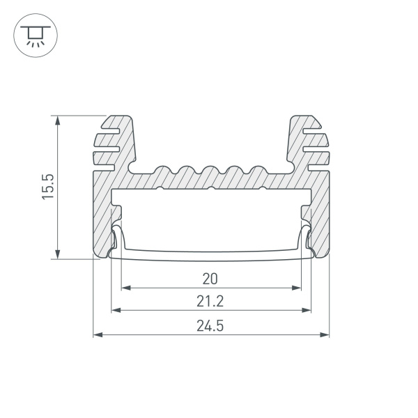 Купить Arlight Профиль ARH-WIDE-H16-2000 ANOD (Алюминий) 018816