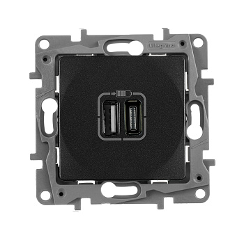 Legrand ETIKA Антрацит Зарядка USB A-C 672636