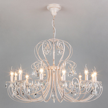 Eurosvet Люстра с хрусталем 3305/12 белый с золотом / прозрачный хрусталь 00000063410