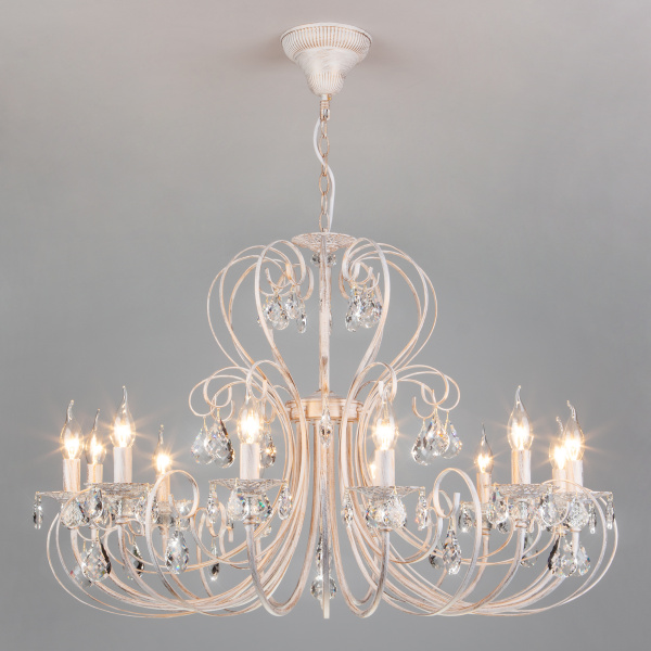 Eurosvet Люстра с хрусталем 3305/12 белый с золотом / прозрачный хрусталь 00000063410