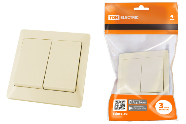 TDM Выключатель 2 кл. 10А сл. кость "Ильмень" SQ1823-0102