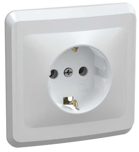 IEK VEGA РС10-3-ВБ Розетка 1местн. c з/к без защ.штор. 16А ВЕГА (белый)