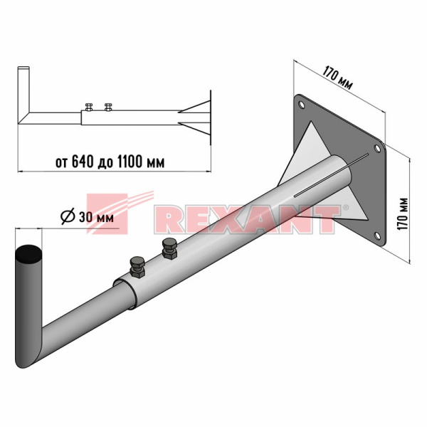 Купить Кронштейн эфирный 60-110см телескопический Rexant 34-0582