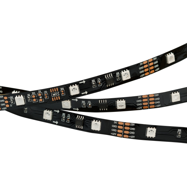 Купить Arlight Светодиодная лента SPI-5000-5060-30 12V Cx3 RGB-Auto (Black 10mm, 6.5W/m, IP20) (Открытый, IP20) 024599(1)