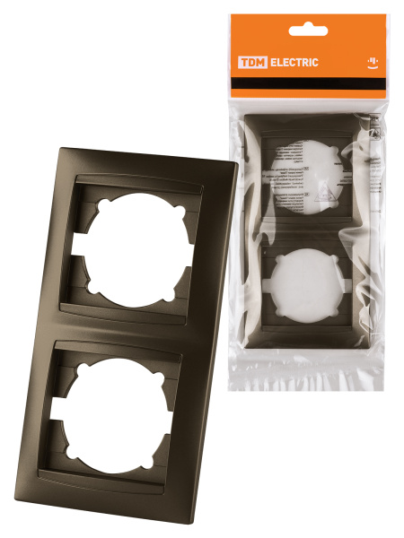 TDM Рамка 2-х постовая вертикальная бронза "Лама" SQ1815-0733