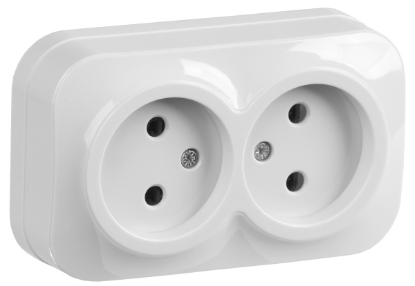 IEK GLORY РС22-2-ХБ Розет. 2-ая без з/к о/у 10А GLORY белый
