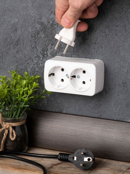 Купить EKF Basic Минск Белый Розетка 2-ая, с/з, 16А, ОП