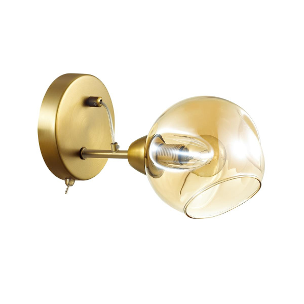 Lumion 4435/1W LN20 046 античный коричневый, стекло Бра с выкл. E14 1*40W 220V AMBER