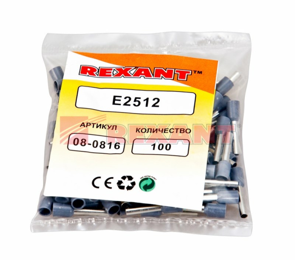 Купить Наконечник штыревой втулочный изолированный F-12мм 2.5мм² (НШВи 2.5-12) синий Rexant 08-0816