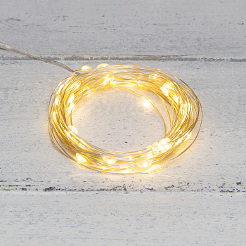 NEON-NIGHT Гирлянда «Роса» 5 м, 50 LED, USB, теплое белое свечение 315-966