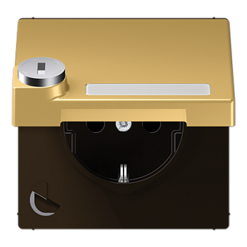 JUNG SCHUKO розетка с крышкой и замком,  латунь Classic ME1520NAKLSLC