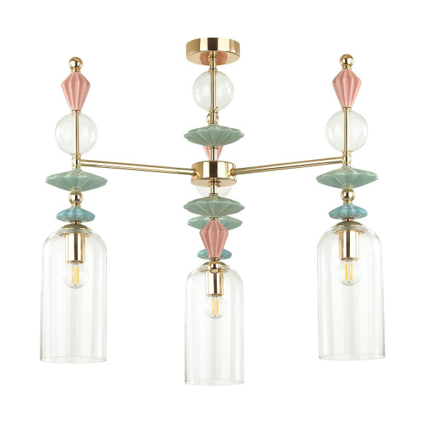 Odeon Light 4855/3C CLASSIC ODL_EX21 золото/раноцветн./керамика/стекло Люстра потолочная E14 3*40W BIZET