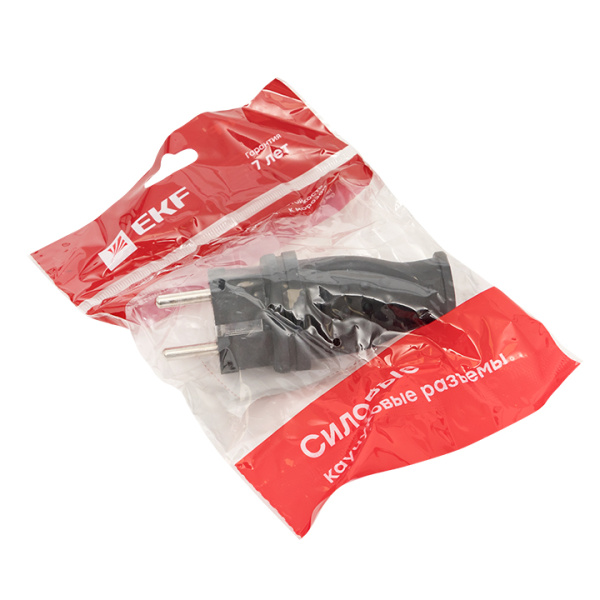 Купить EKF Basic Вилка прямая каучуковая 230В, 2P+PE, 16A, IP44