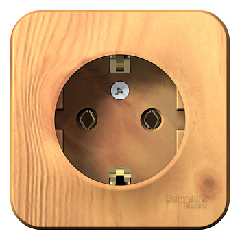 Systeme Electric Blanca наруж Ясень Розетка с/з без шторок, 16А, 250В