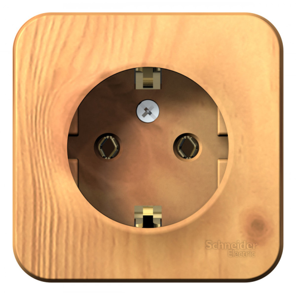 Systeme Electric Blanca наруж Ясень Розетка с/з без шторок, 16А, 250В