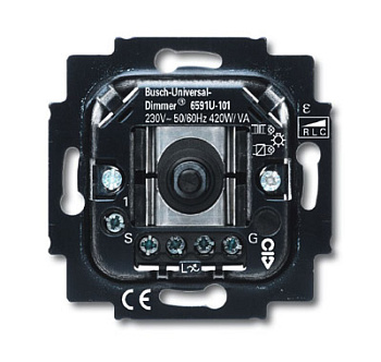 ABB BJE Мех Светорегулятор поворотный универсальный 420W/VA (л/н+эл тр-р или л/н+обм тр-р) 2CKA006513A0588