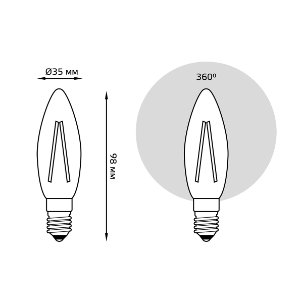 Купить Gauss Лампа Filament Свеча 9W 710lm 4100К Е14 LED 103801209
