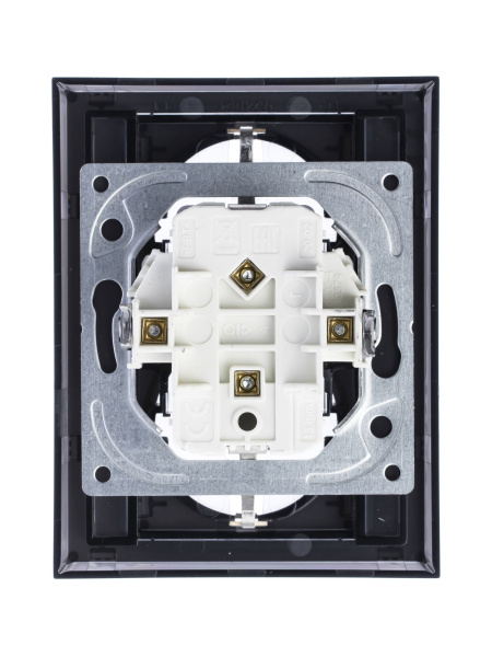 Купить ABB EPJ Levit серебро / дымчатый чёрный Розетка двойная с заземл, со шторками 2CHH223457C6070