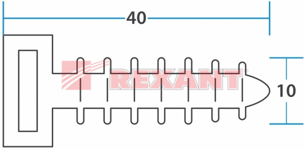 Купить Дюбель d=10 х L40 мм для хомута-стяжки (100шт) черный Rexant 07-4512