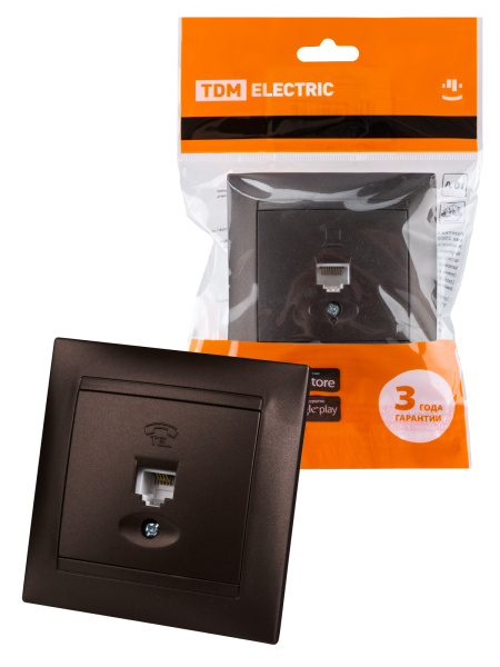 TDM Розетка телефонная RJ11 шоколад "Лама" SQ1815-0515