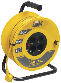 IEK Катушка УК40 с т/з 4 места 2Р+PЕ/40м 3х1,5 мм2 "Industrial"