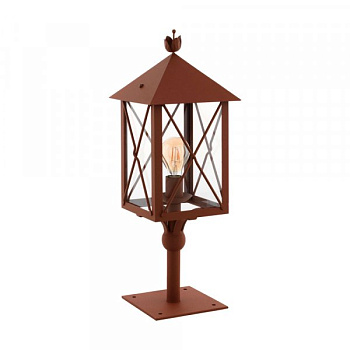 Eglo 64758 Уличный напольный светильник GAUDESI, 1X60W(E27), сталь оцинкованный, коричневый антик/ стекло, прозрачный