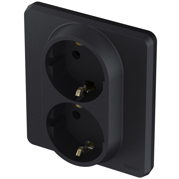 Купить Legrand INSPIRIA Антрацит Розетка 2 x 2К+З - немецкий стандарт - 16 А - 250 В 673753
