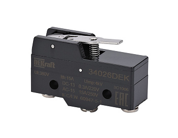 Dekraft Миниатюрный конц. вык. 1НО1НЗ шарнирного типа с коротким рычагом