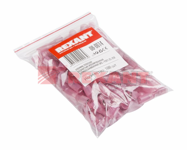 Купить Клемма плоская полностью изолированная термоусаживаемая гнездо - 6.6мм 0.5-1.5мм² (РПи-м-т 1.5-(6.3) красный Rexant 08-0614