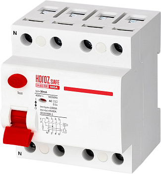 Horoz Electric 114-003-4100 4P 100A 30mA 400V Выключатель Остаточного Тока SAFE (RCCB 4P 100) HRZ00002654